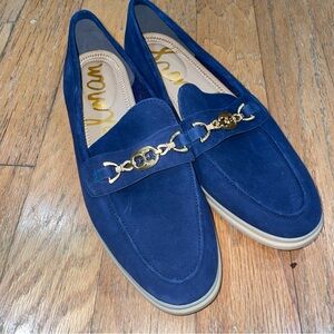 Sam Edelman Women's 8.5 M Kyana Bit Leather Loafer Navy Blue Suede NEW